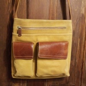 EARLY FOSSIL LEATHER&CANVAS CROSSBODY